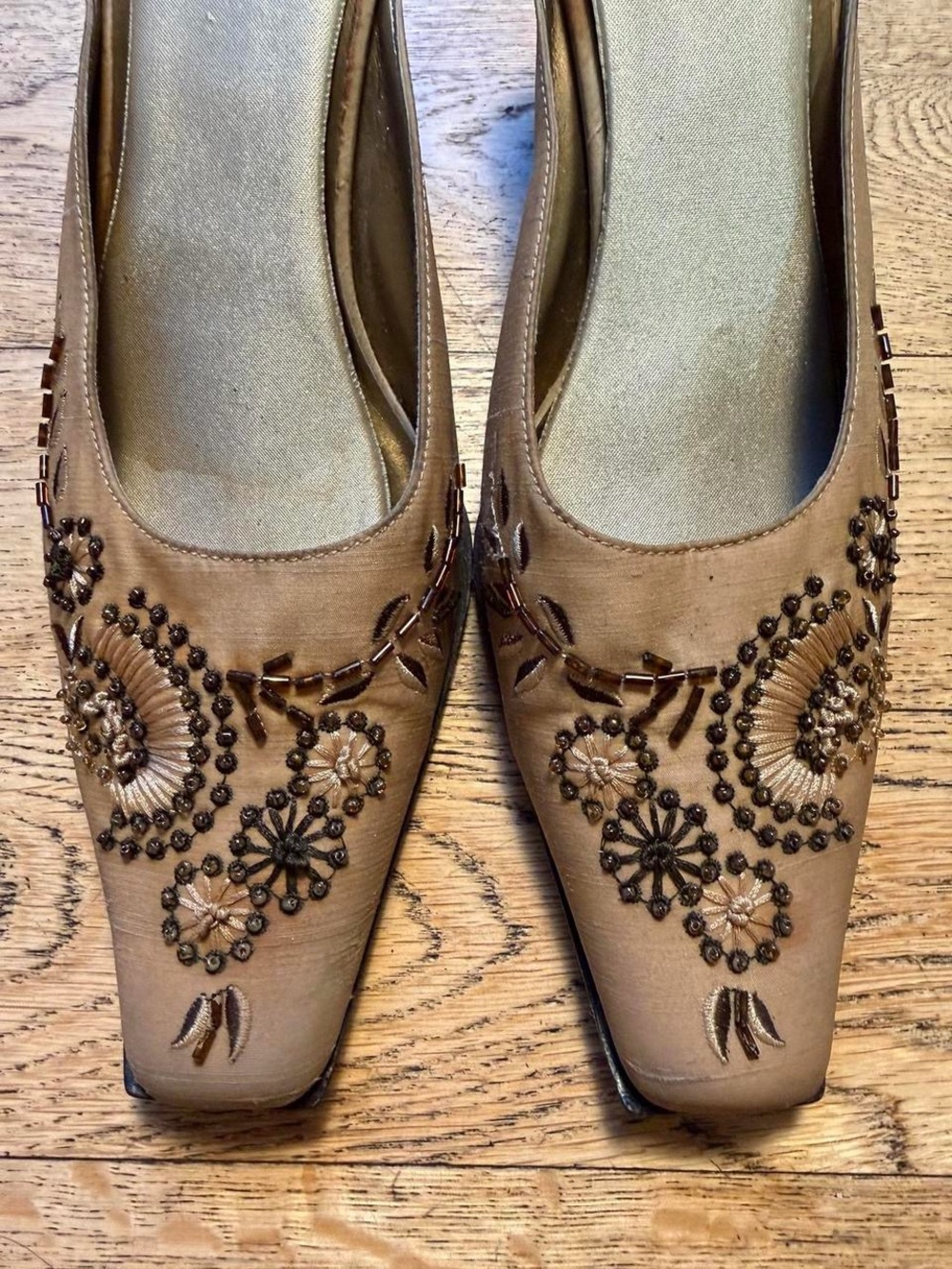 Nine West Tan Embroidered Slip-On Heeled Mules - Picture 8 of 8